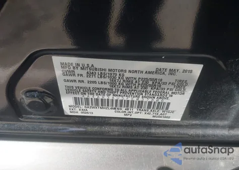 2015 Mitsubishi Outlander Sport Es z USA, uszkodzony, nr VIN 4A4AR3AU5FE037806